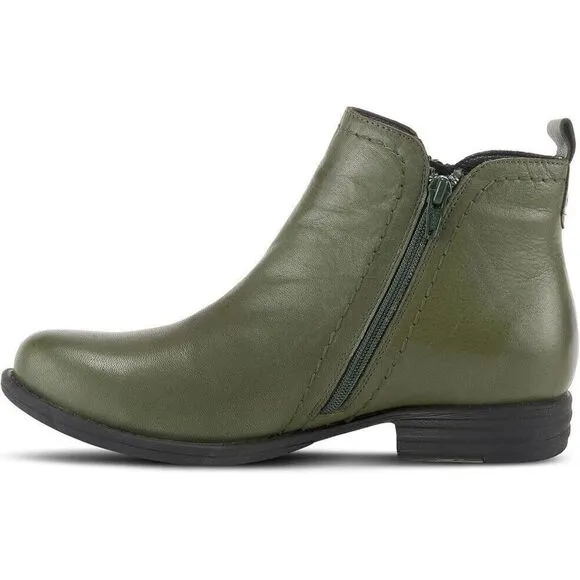 Spring Step Oziel Boots Women's 10.5-11 Olive Green Leather Ankle Bootie ZPO687