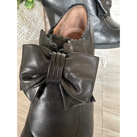 STACCATO Leather Ankle Bow Booties Boots Heels Peasant Whimsigoth EU 36/US 5.5