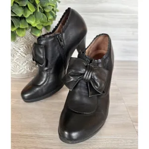 STACCATO Leather Ankle Bow Booties Boots Heels Peasant Whimsigoth EU 36/US 5.5