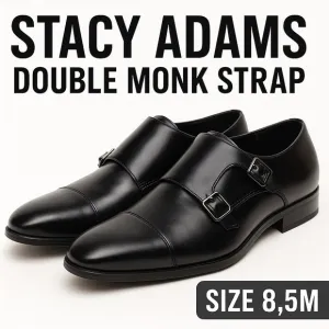 Stacy Adams Men's 8.5M Black Double Monk Strap Dress Shoes Cap Toe