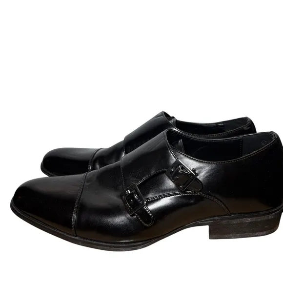 Stacy Adams Men's 8.5M Black Double Monk Strap Dress Shoes Cap Toe