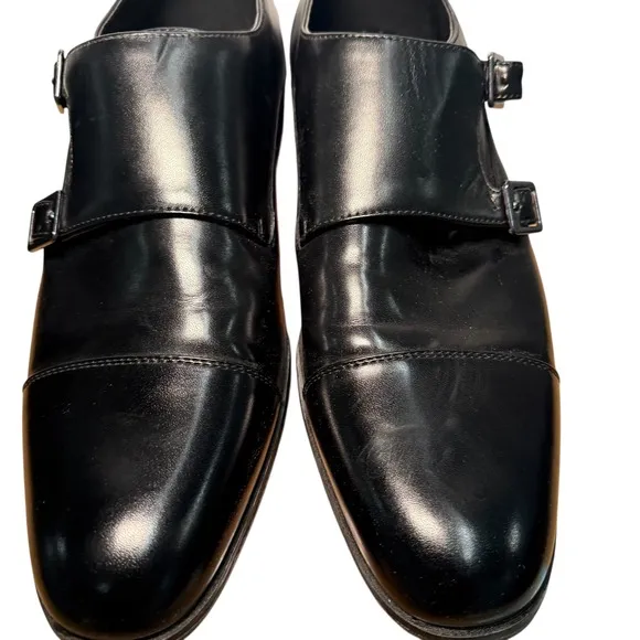 Stacy Adams Men's 8.5M Black Double Monk Strap Dress Shoes Cap Toe