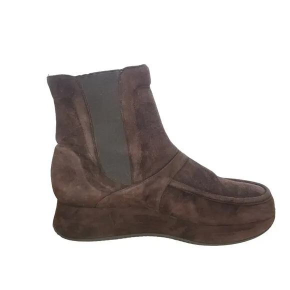 Stephane Kelian | Brown Suede Ankle Boots Platform 9.5 Slip On