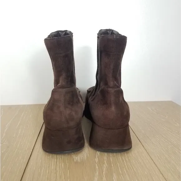 Stephane Kelian | Brown Suede Ankle Boots Platform 9.5 Slip On