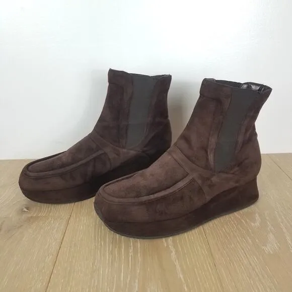 Stephane Kelian | Brown Suede Ankle Boots Platform 9.5 Slip On