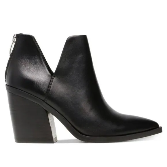 STEVE MADDEN Alyse Black Leather Ankle Boots Sz 7.5 NEW