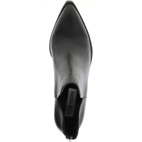 STEVE MADDEN Alyse Black Leather Ankle Boots Sz 7.5 NEW