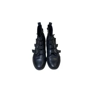 Steve Madden Black Buckle Motorcycle Ankle Boots Round Toe Size 8M
