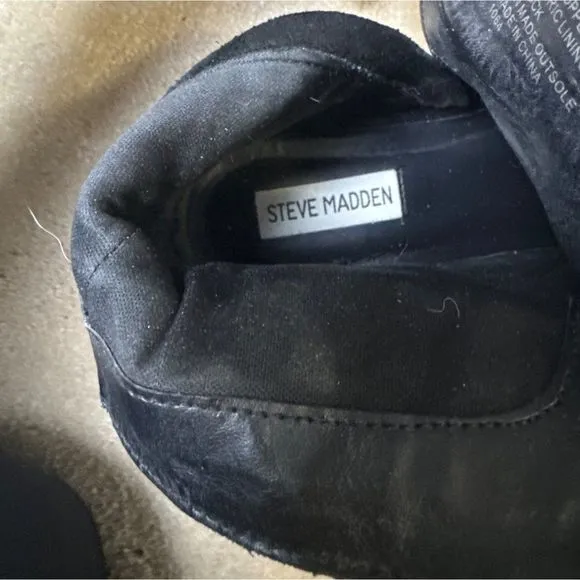 Steve Madden Black Buckle Motorcycle Ankle Boots Round Toe Size 8M