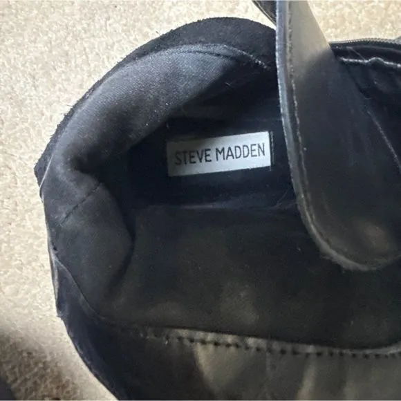 Steve Madden Black Buckle Motorcycle Ankle Boots Round Toe Size 8M