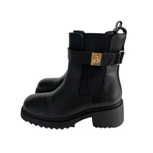 Steve Madden Black Leather Gates Ankle Boots Size 10