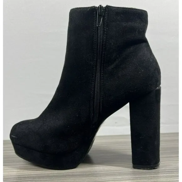 Steve Madden Boots Women's 9 Black Synthetic Zip Platform Heels Ankle Booties