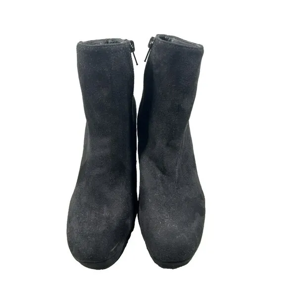 Steve Madden Boots Women's 9 Black Synthetic Zip Platform Heels Ankle Booties