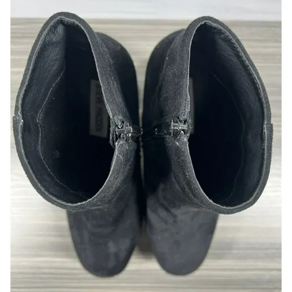 Steve Madden Boots Women's 9 Black Synthetic Zip Platform Heels Ankle Booties