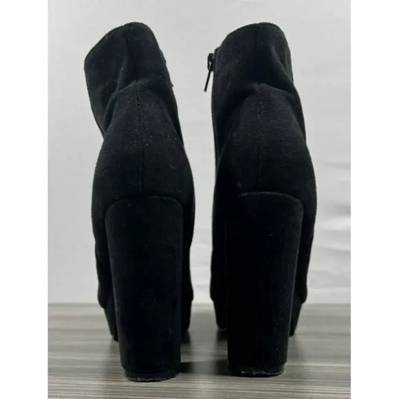 Steve Madden Boots Women's 9 Black Synthetic Zip Platform Heels Ankle Booties