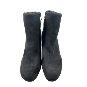 Steve Madden Boots Women's 9 Black Synthetic Zip Platform Heels Ankle Booties