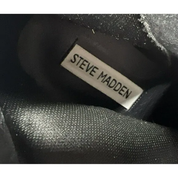 Steve Madden Boots Women's 9 Black Synthetic Zip Platform Heels Ankle Booties