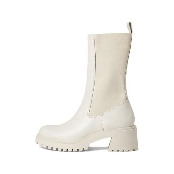 Steve Madden Hesitant Lug Mid Calf Boot Bone Leather Size 8.5 NIB