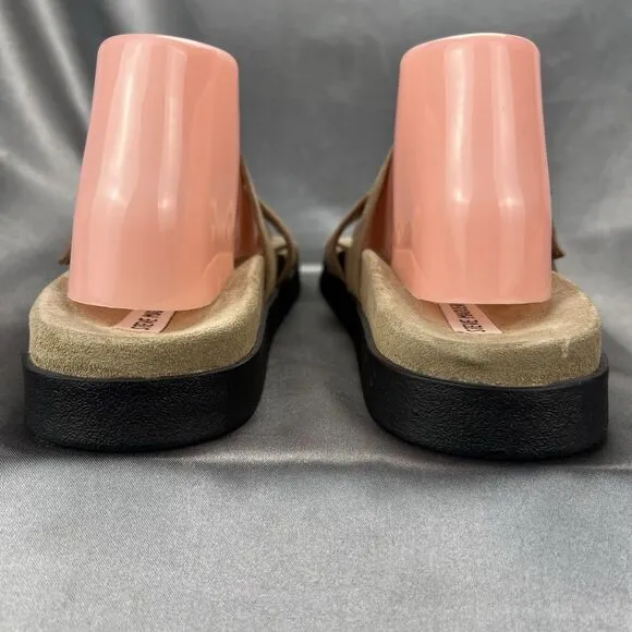 Steve Madden Mayven Sandals Women's 9.5 Taupe Suede Slides Buckles Beige Shoes