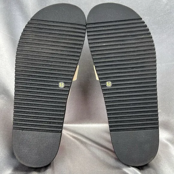 Steve Madden Mayven Sandals Women's 9.5 Taupe Suede Slides Buckles Beige Shoes