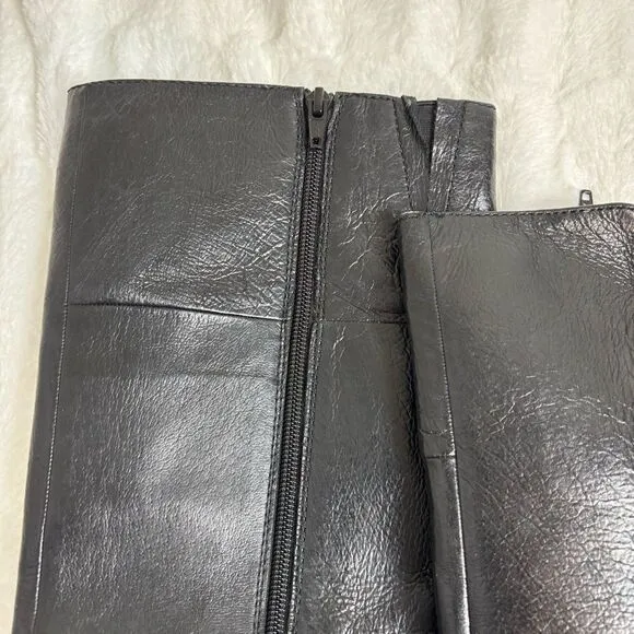Steve Madden Rikki black leather knee high platform boots size 9