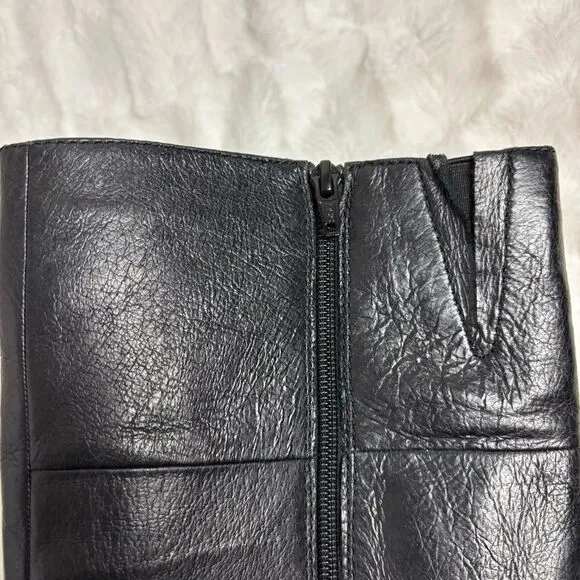 Steve Madden Rikki black leather knee high platform boots size 9