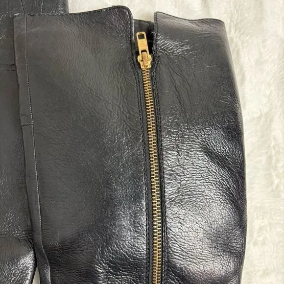 Steve Madden Rikki black leather knee high platform boots size 9