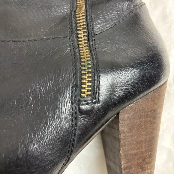 Steve Madden Rikki black leather knee high platform boots size 9
