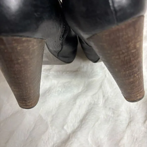 Steve Madden Rikki black leather knee high platform boots size 9