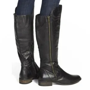 Steve Madden Shawny Riding Boots Moto Equestrian Side Zip Black size 8.5 NWOT