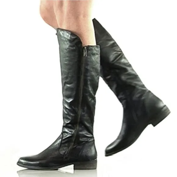 Steve Madden Shawny Riding Boots Moto Equestrian Side Zip Black size 8.5 NWOT