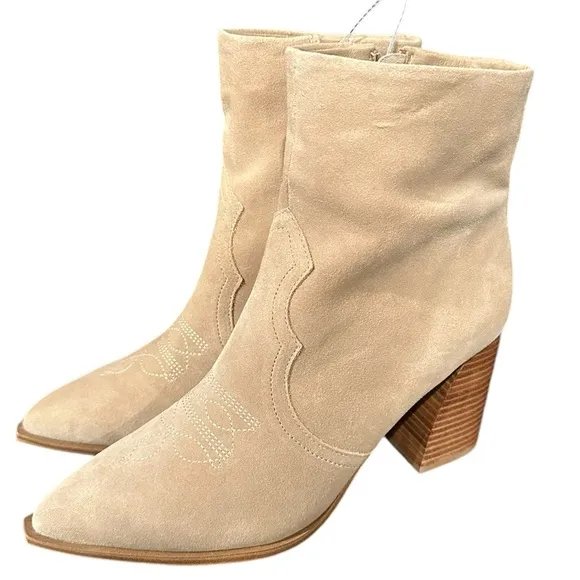 Steve Madden Stable Sand Suede Western Cowboy Ankle Zipper Booties Boots 11 NEW