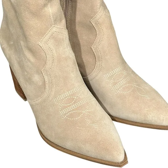 Steve Madden Stable Sand Suede Western Cowboy Ankle Zipper Booties Boots 11 NEW