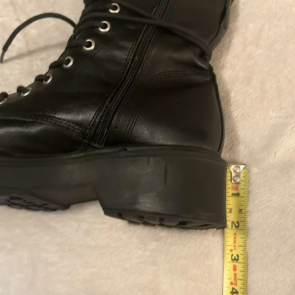 Steve Madden Tornado Black Leather Lace Up Combat Moto Combat Motorcycle Boots