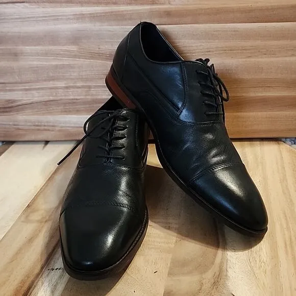 🐉STEVE MADDEN🐉BLACK LEATHER OXFORDS LACE-UP🐉MENS 11.5🐉 IN🐉VERY GUC🐉CLEAN🐉