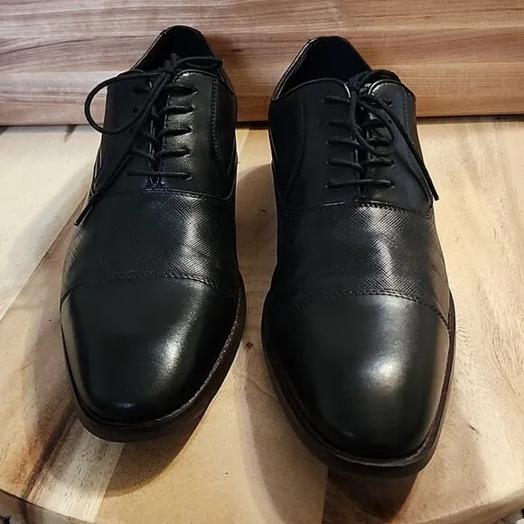 🐉STEVE MADDEN🐉BLACK LEATHER OXFORDS LACE-UP🐉MENS 11.5🐉 IN🐉VERY GUC🐉CLEAN🐉