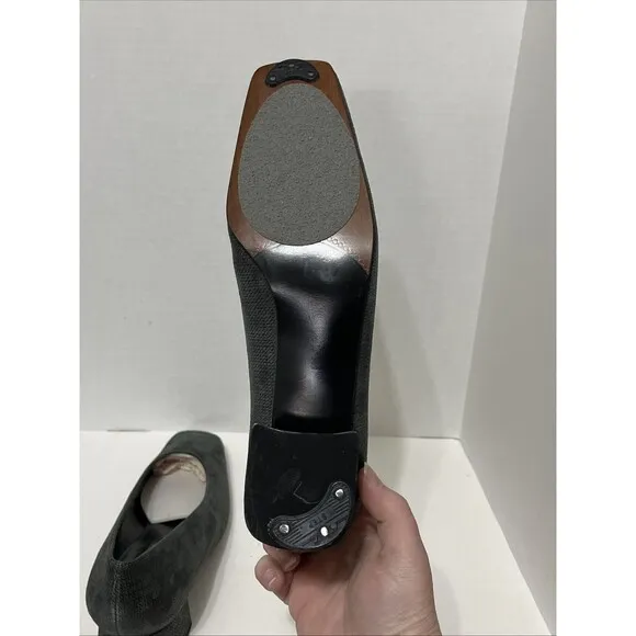 Stuart Weitzman Any day Gray Scottish Napa Block Heels Size 9.5M Pump Square Toe