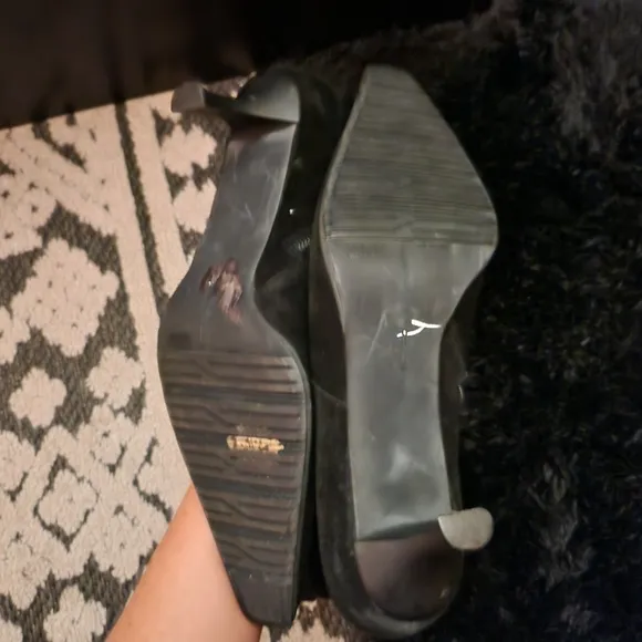Stuart Weitzman Black Heeled Boots with Decorative Trim