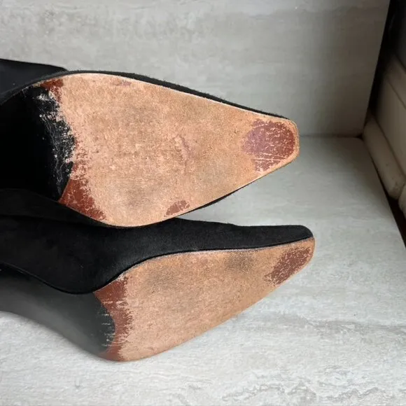 Stuart Weitzman Black Stretchy Heeled Ankle Boots Suede Size 10 Back Zip