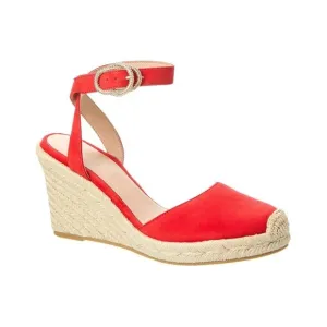 Stuart Weitzman Crystal Buckle Suede EspadrilleWedge Sandal Sz 7