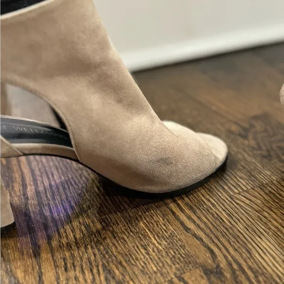 Stuart Weitzman Fossil Suede Opendoor heel