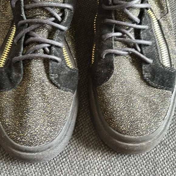 Stylish Black and Gold High-Top Sneakers