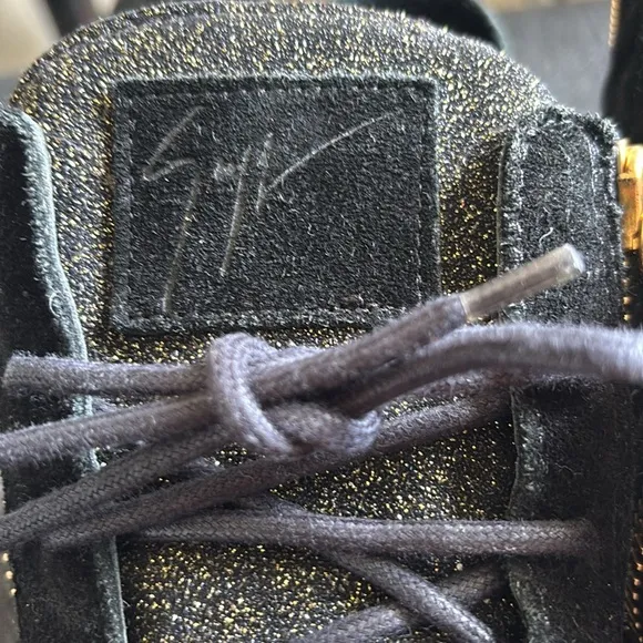 Stylish Black and Gold High-Top Sneakers
