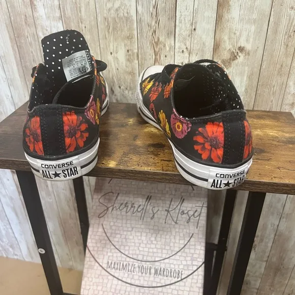 Stylish Black Sneakers with Floral Accents