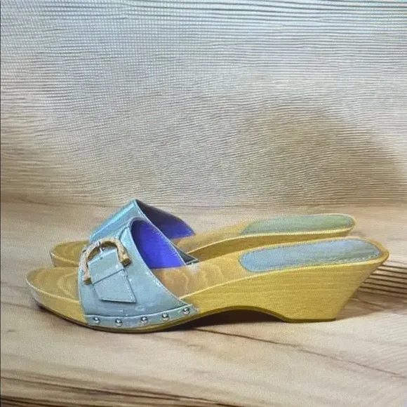 Stylish Blue and Yellow Wedge Sandals