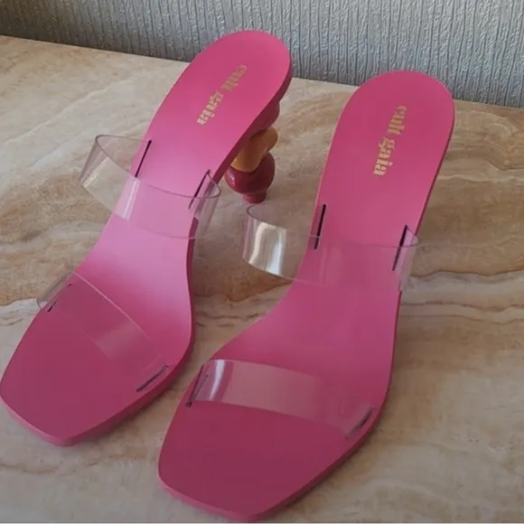 Stylish Pink and Clear Women's Heels