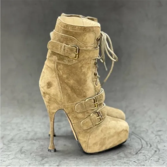 Stylish Tan Suede Women's Ankle Boots