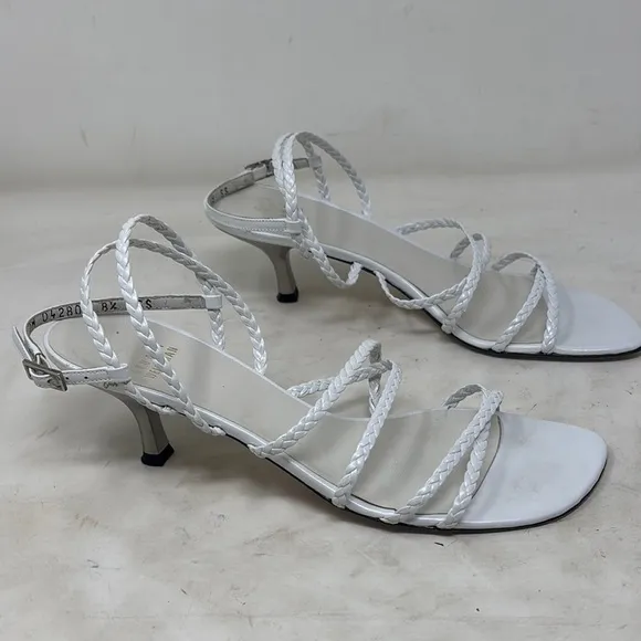 Stylish White Strappy Heels size 8.5