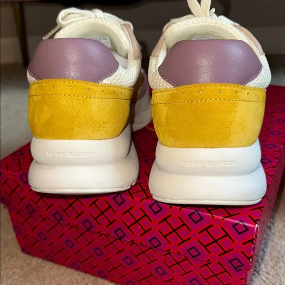 Stylish Women's Sneakers in Cream and Red