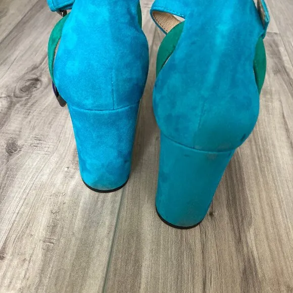 Suede BOTKIER Gianna Size 7 High Heel Shoes, Turquoise, Green, Purple